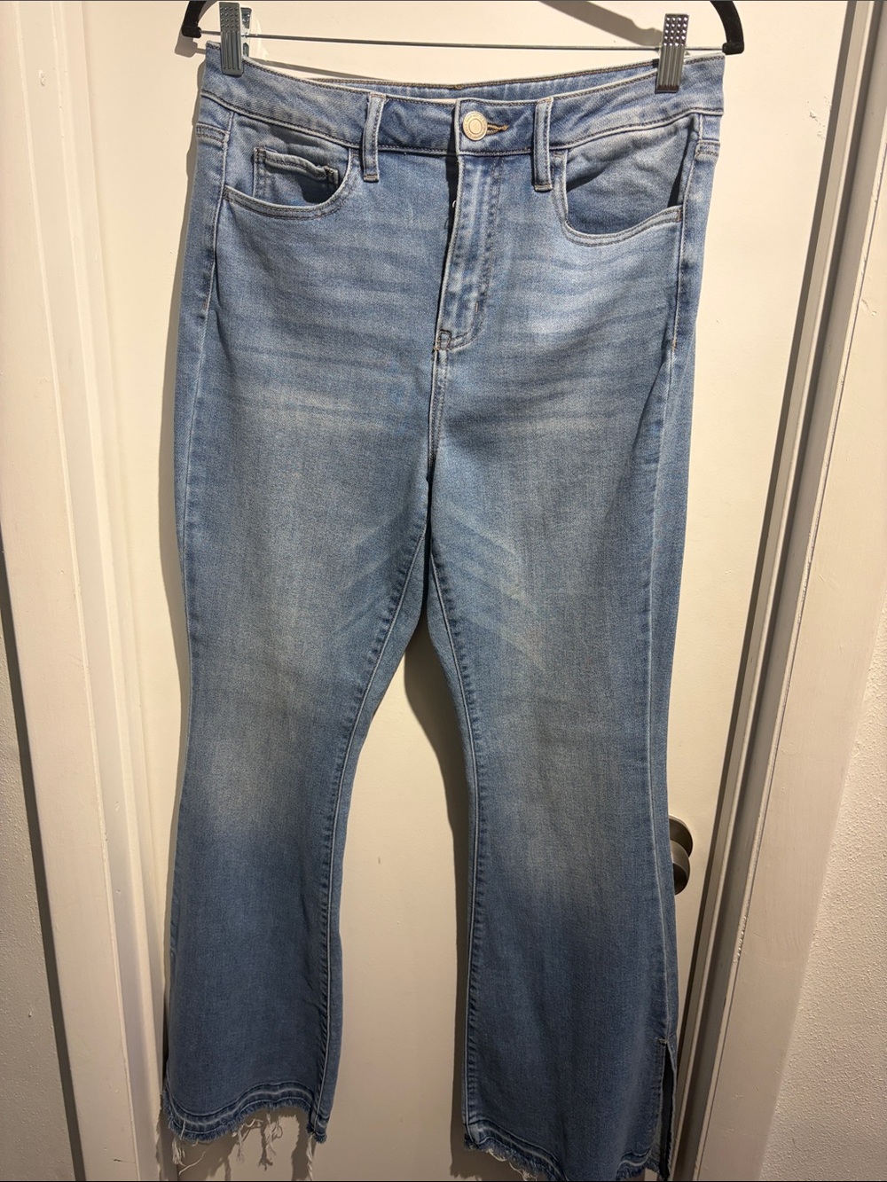 Light Blue High-Rise Flare Jeans for Women